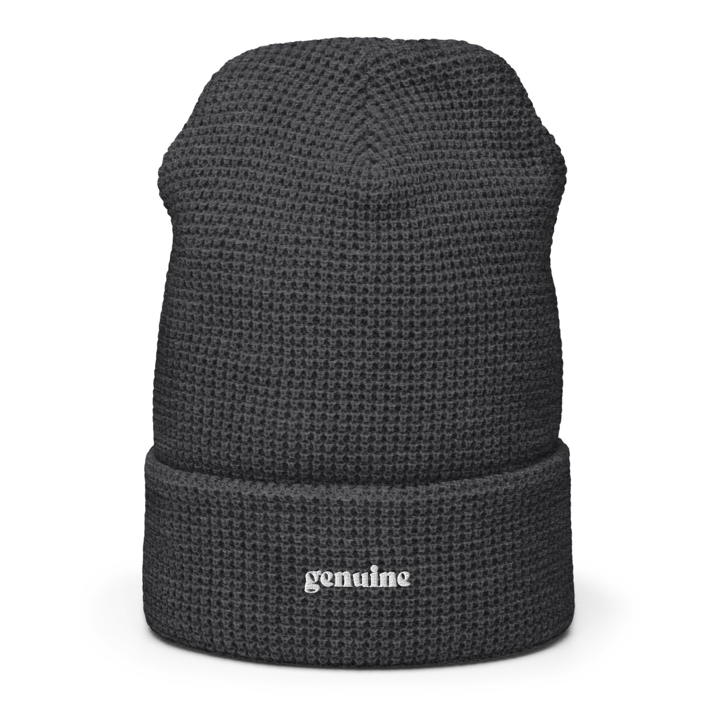 Genuine White Embroidered Logo Waffle Beanie Unisex