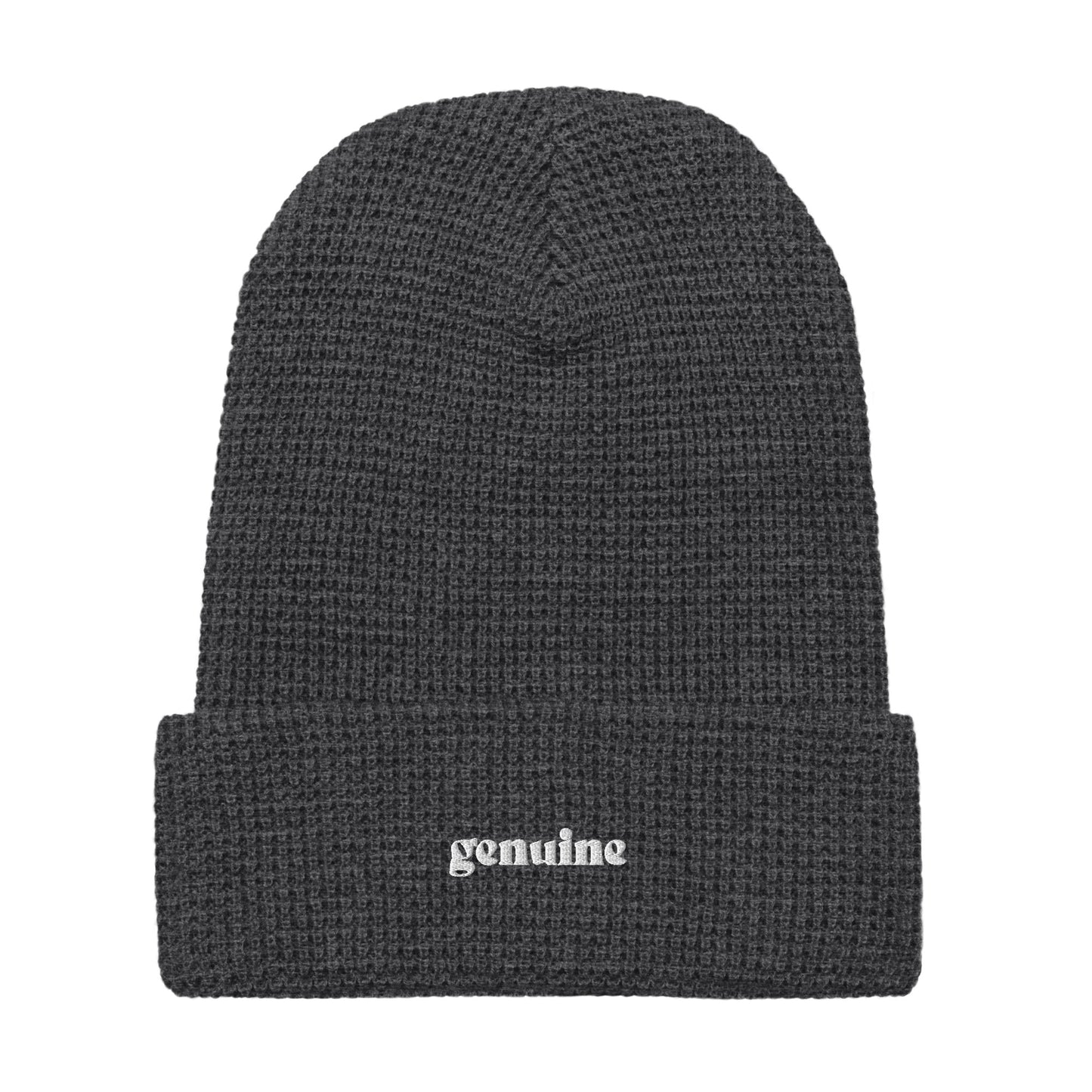 Genuine White Embroidered Logo Waffle Beanie Unisex