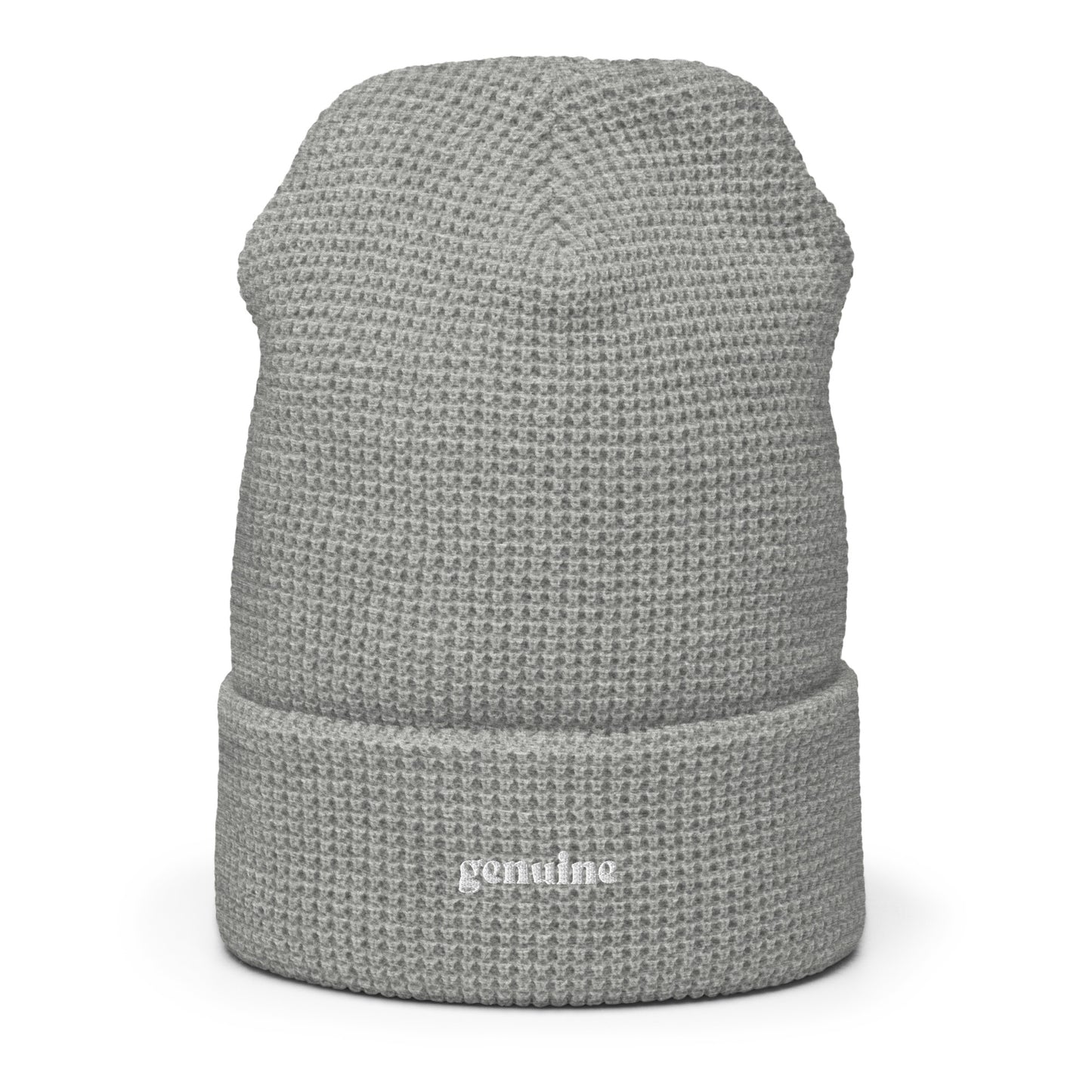 Genuine White Embroidered Logo Waffle Beanie Unisex