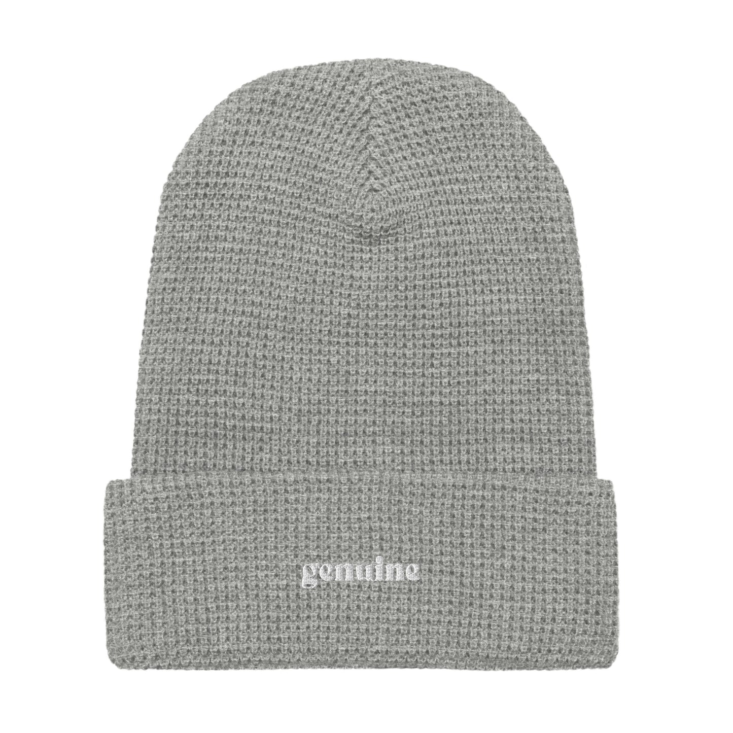 Genuine White Embroidered Logo Waffle Beanie Unisex