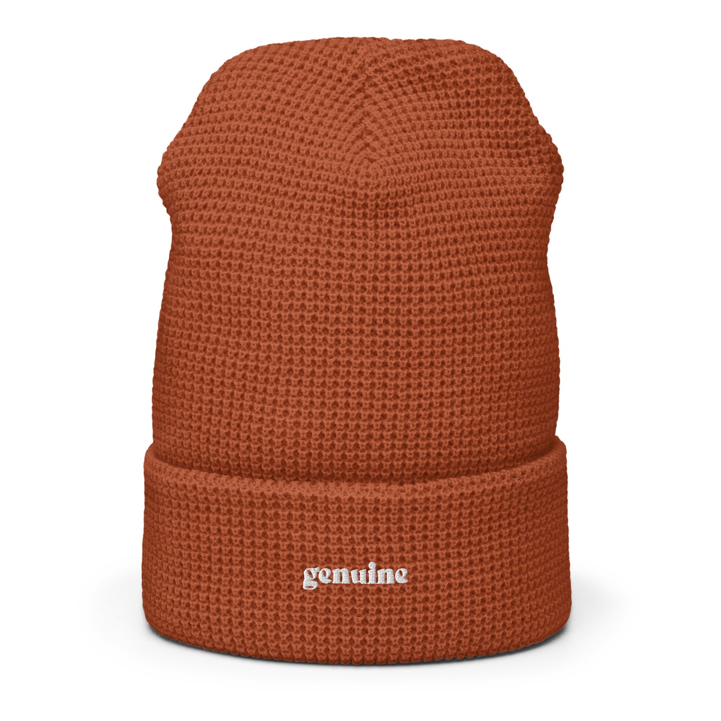 Genuine White Embroidered Logo Waffle Beanie Unisex
