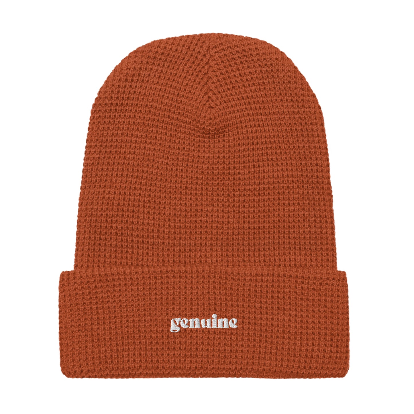 Genuine White Embroidered Logo Waffle Beanie Unisex