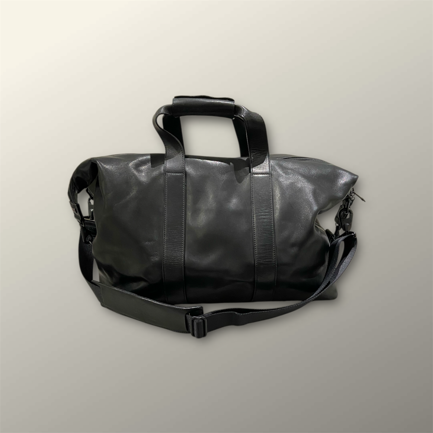 Tumi Black Leather Duffle Bag