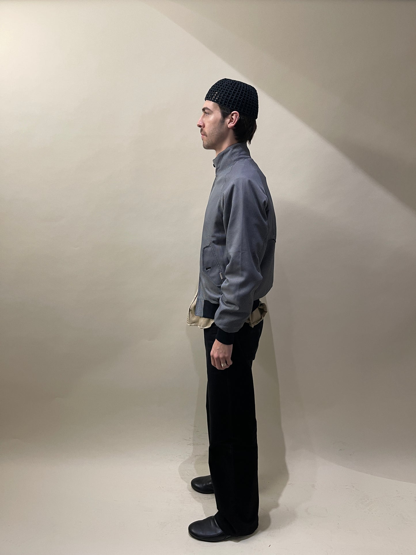 Baracuta Grey & Black Houndstooth Cotton G9 Harrington Jacket Medium - M