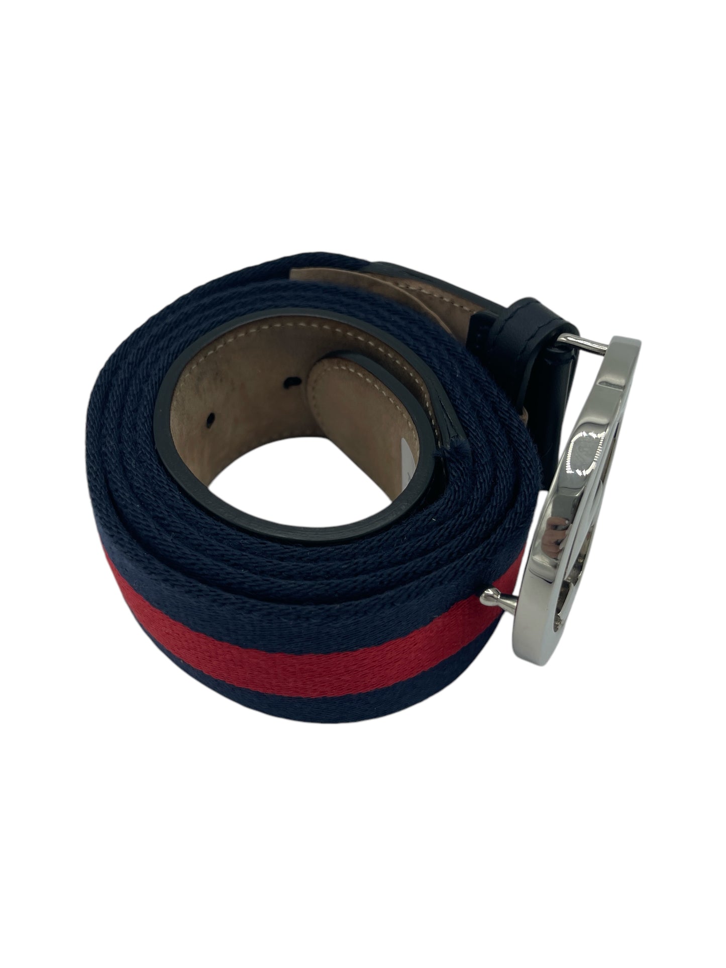 Gucci Navy & Red Canvas & Leather Belt 42