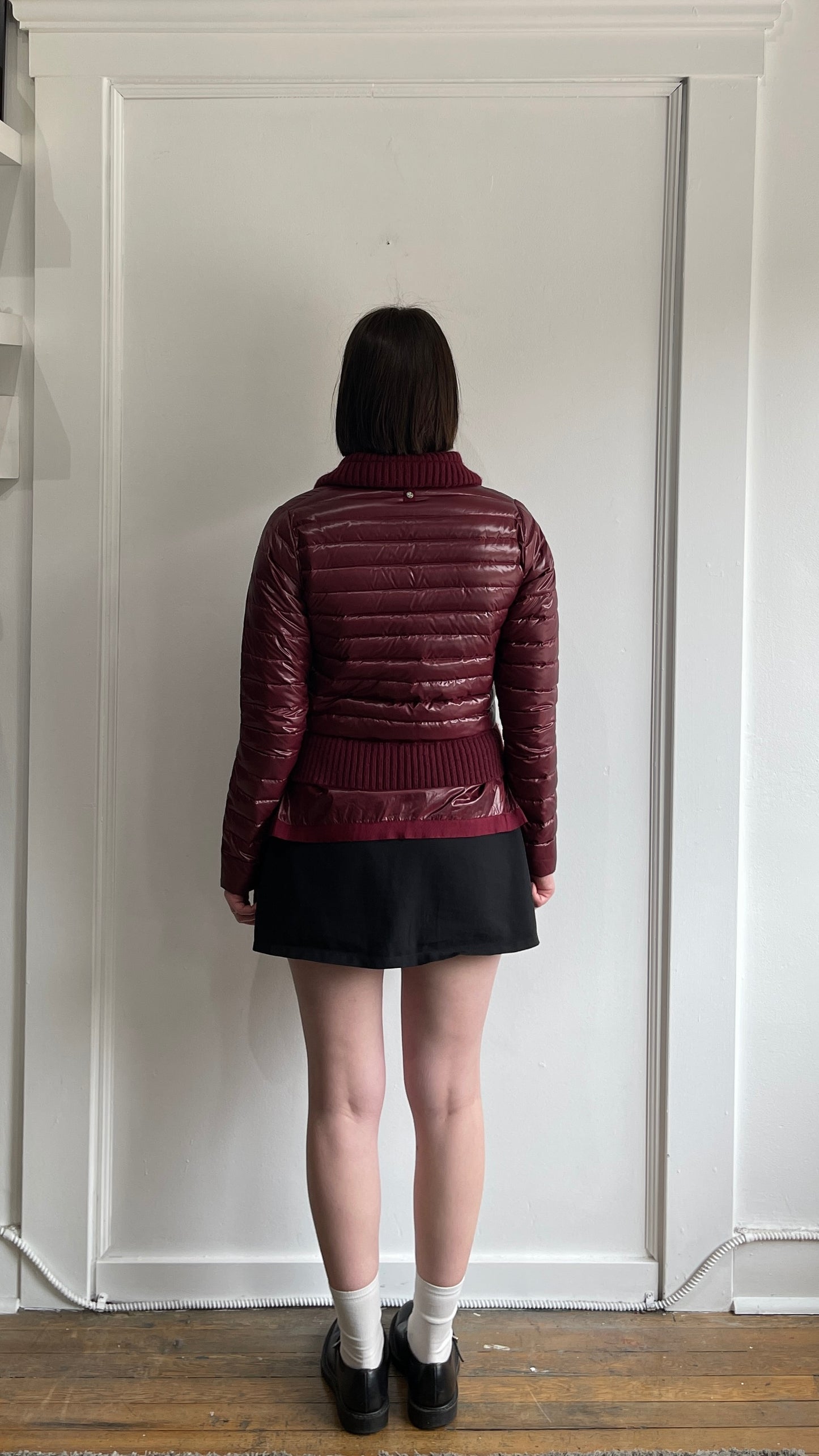 Søsken Studios Maroon Down Filled Cropped Zip Up Jacket 1