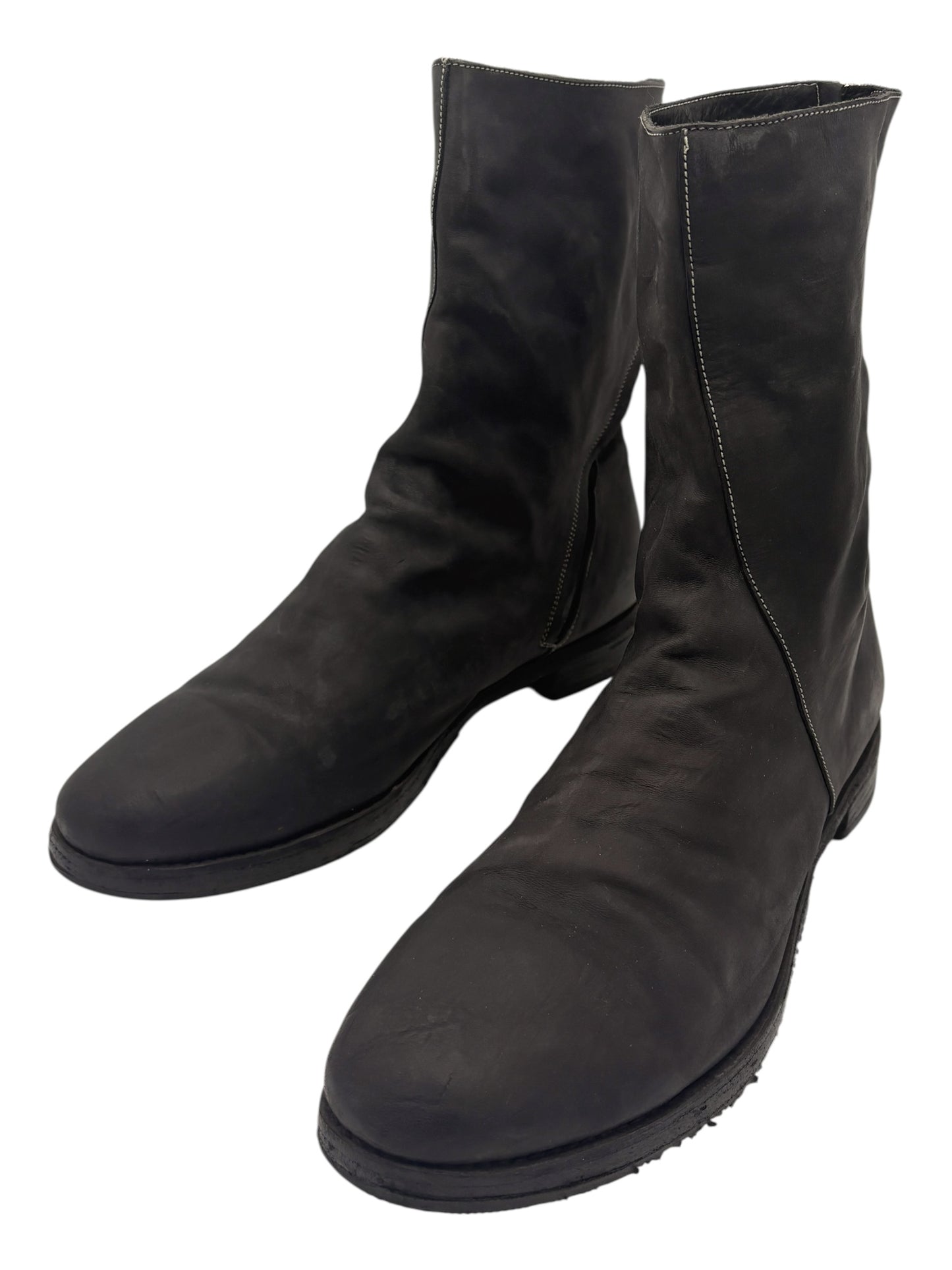 A Diciannoveventitre (A1923) Black Horse Leather Spiral Zip Boots EU 44
