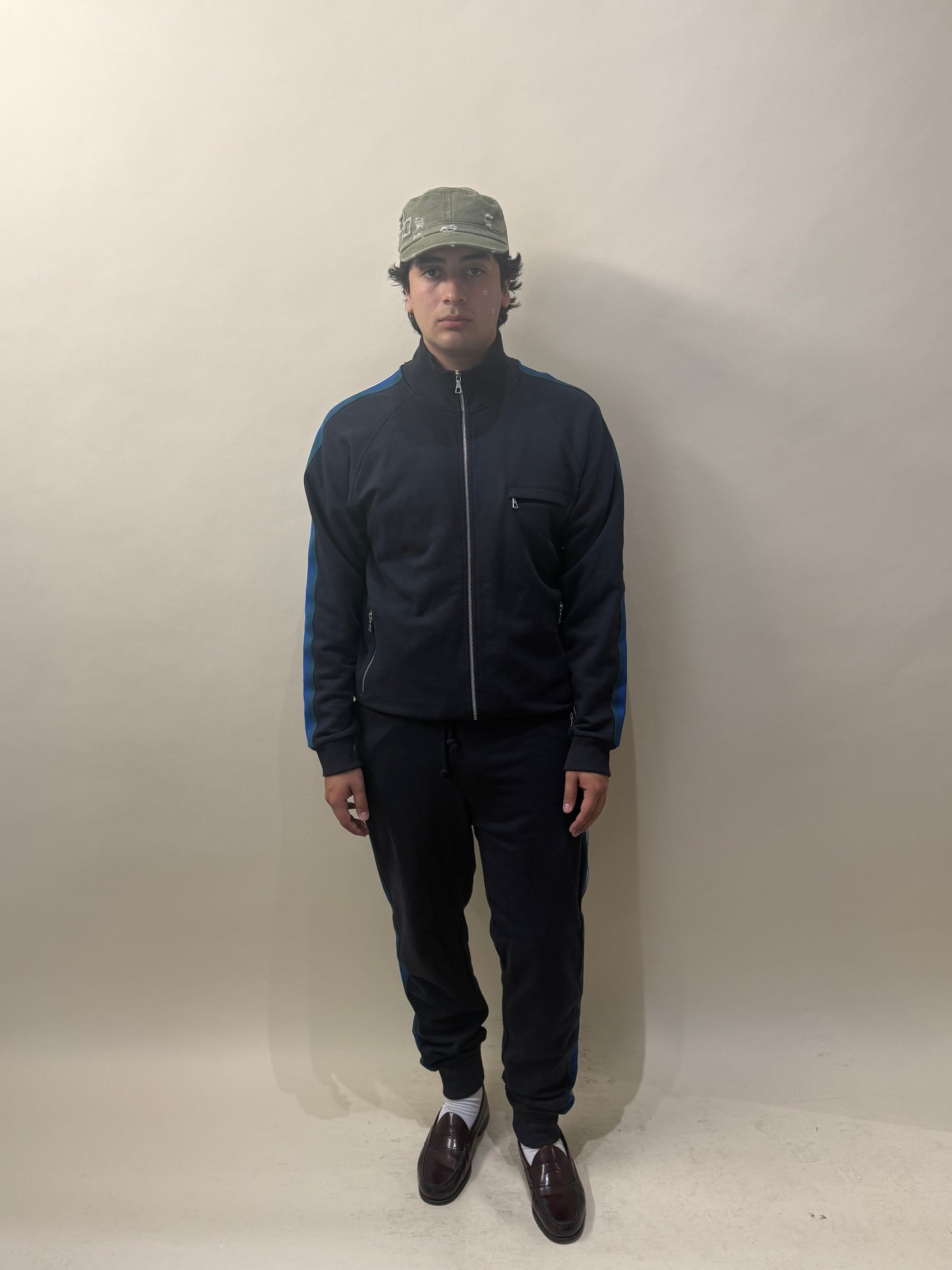 Dries Van Noten x Verner Panton Navy Blue Side Stripe Terry Cotton Track Pants Extra Large - XL