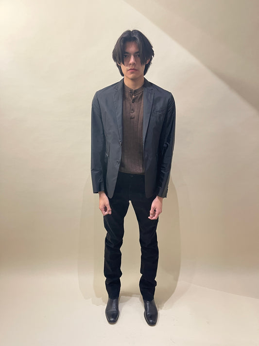 Prada Black Nylon Sport Coat 44