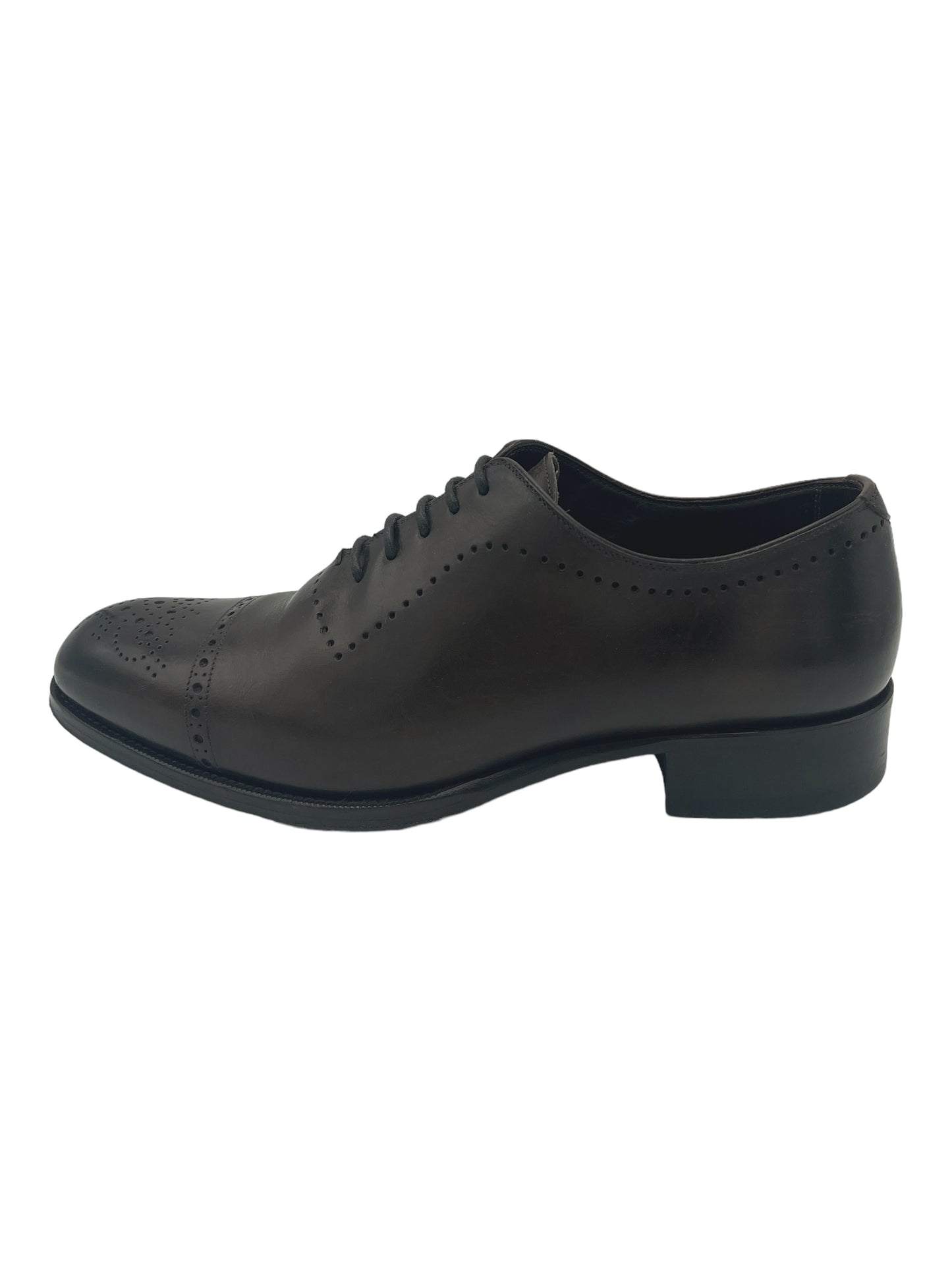 Tom Ford Dark Brown Burnished Leather Edgar Brogue Lace Up