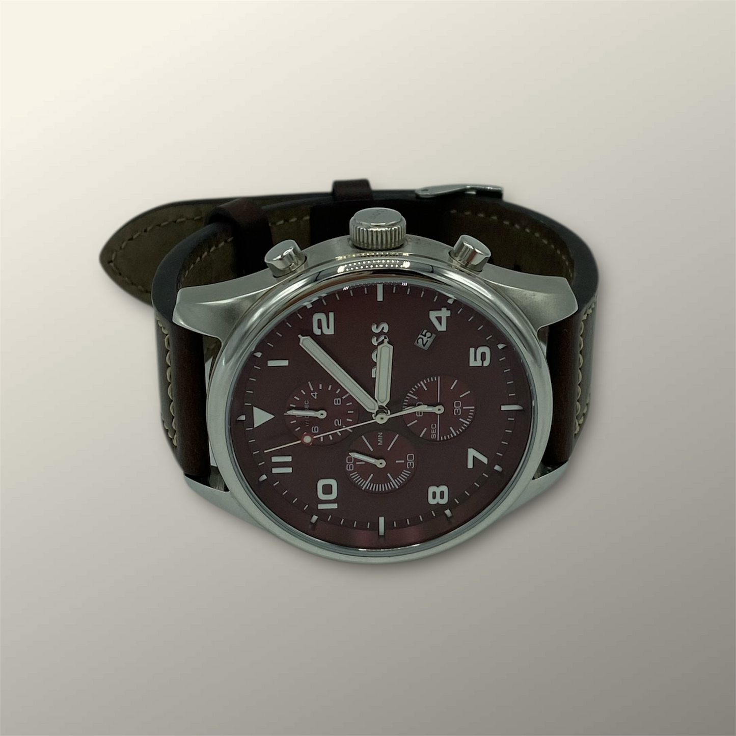 Hugo Boss Maroon Dial Chronograph Watch