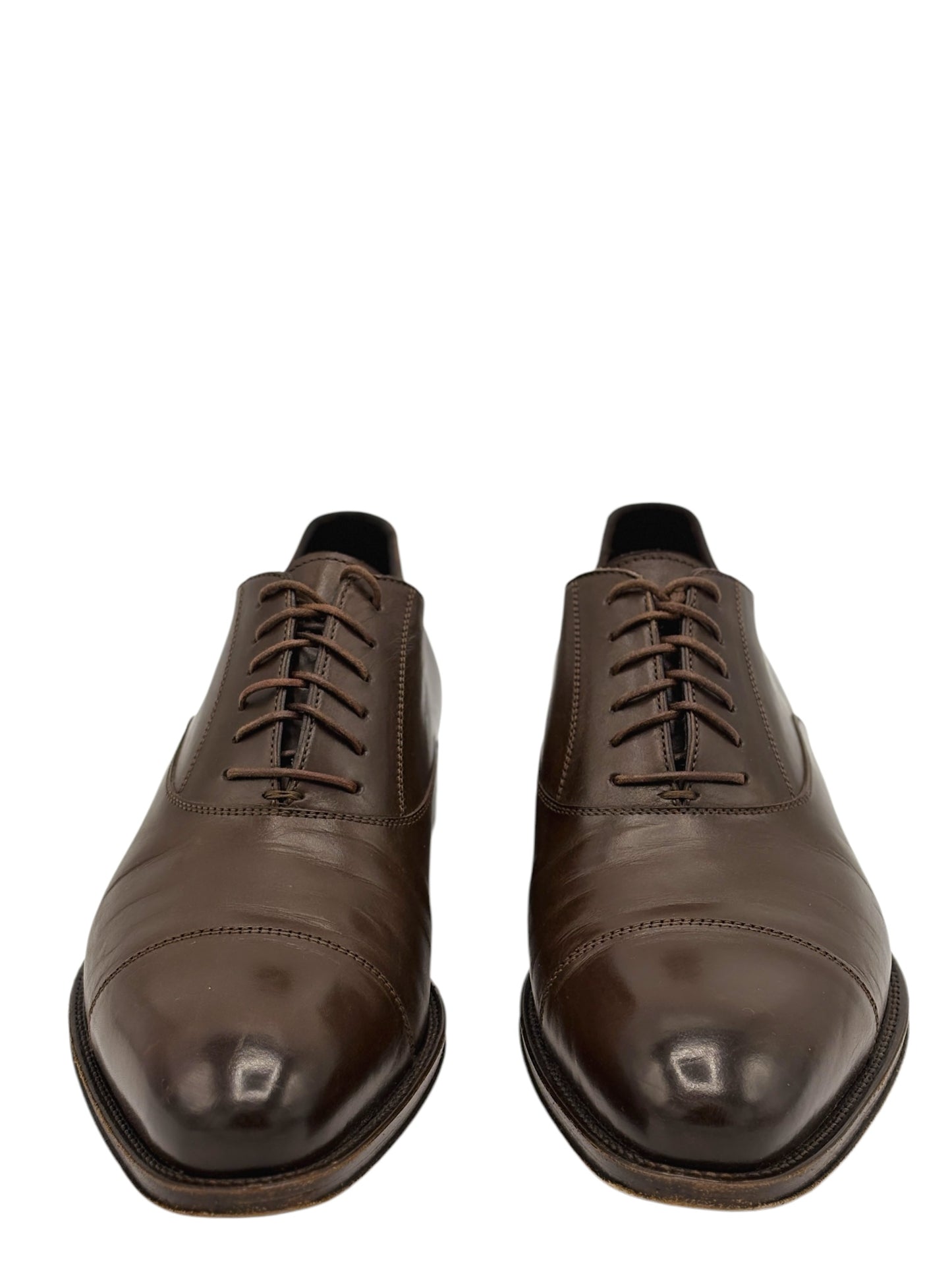 Ermenegildo Zegna Dark Brown Leather Cap Toe Oxford Dress Shoes 10 M / 11.5 W