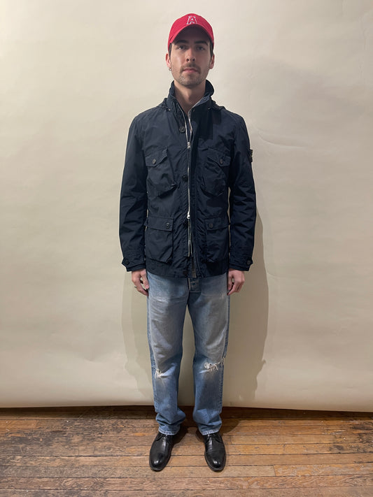 Stone Island Navy Blue Lightweight Nylon Field Jacket Small - S