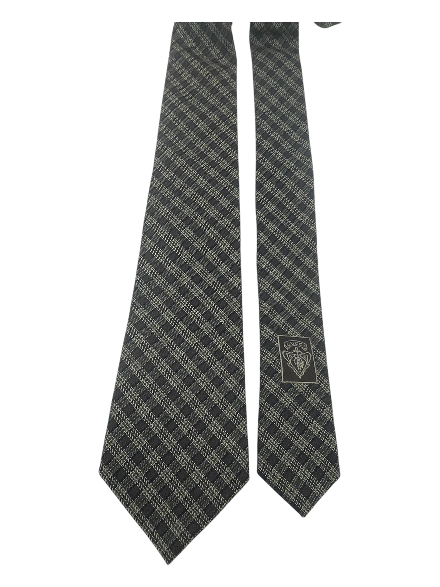 Gucci Black, Brown, & Yellow Plaid Silk Tie