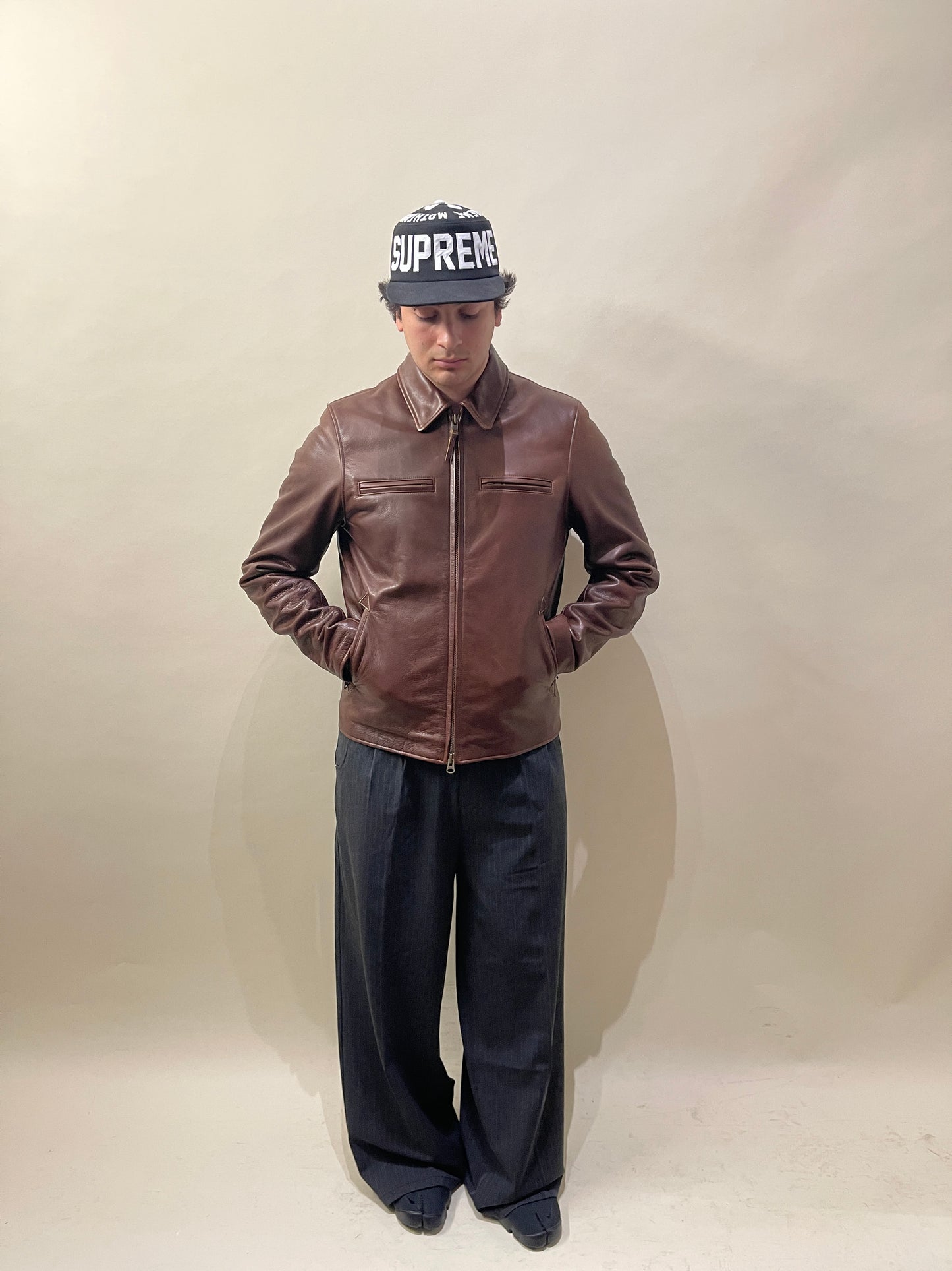 Golden Bear for Taylor Stitch Dark Brown Cowhide Moto Jacket Extra Large - XL