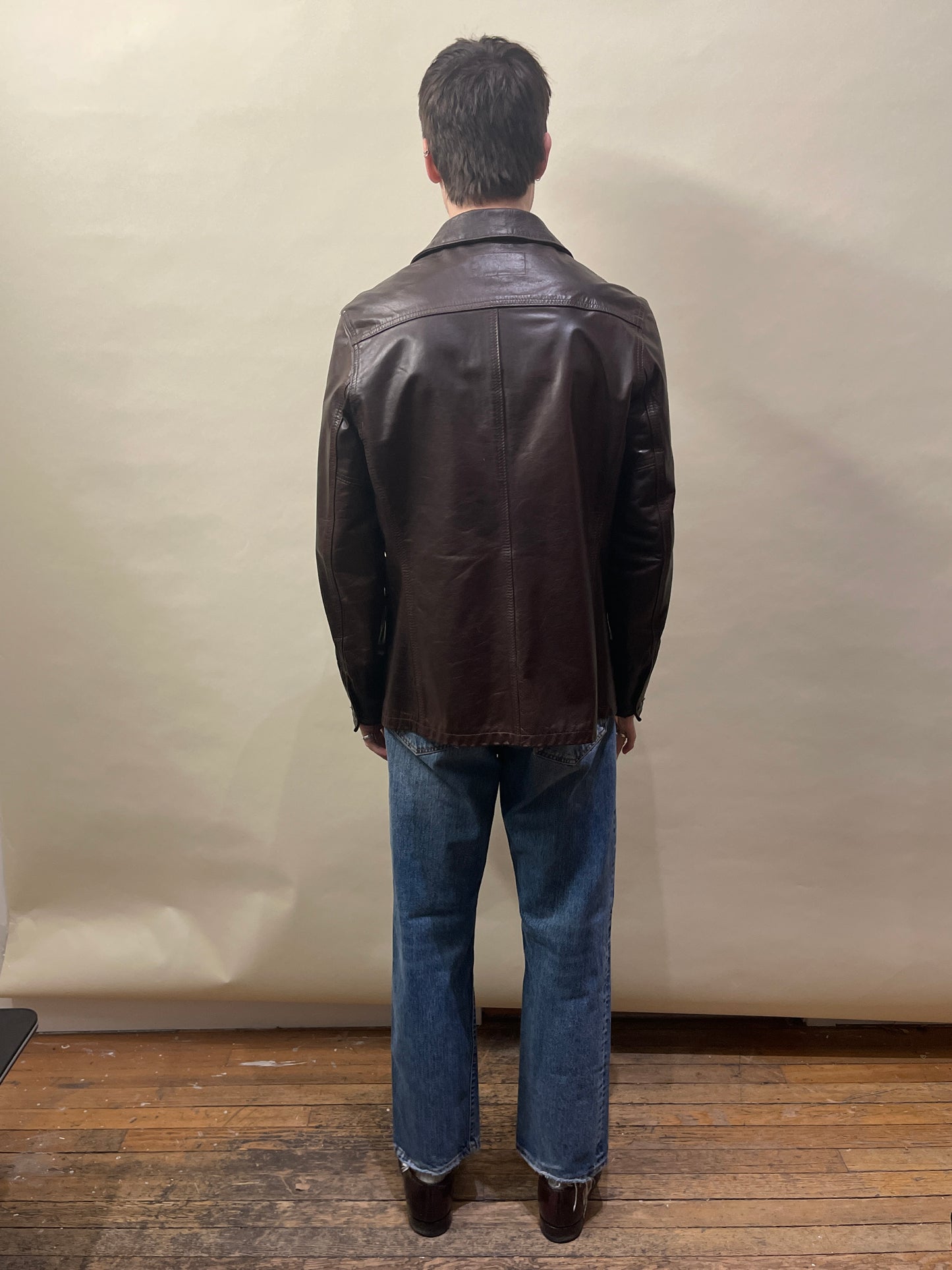 Schott NYC Dark Brown Cowhide Unlined Chore Coat Medium - M