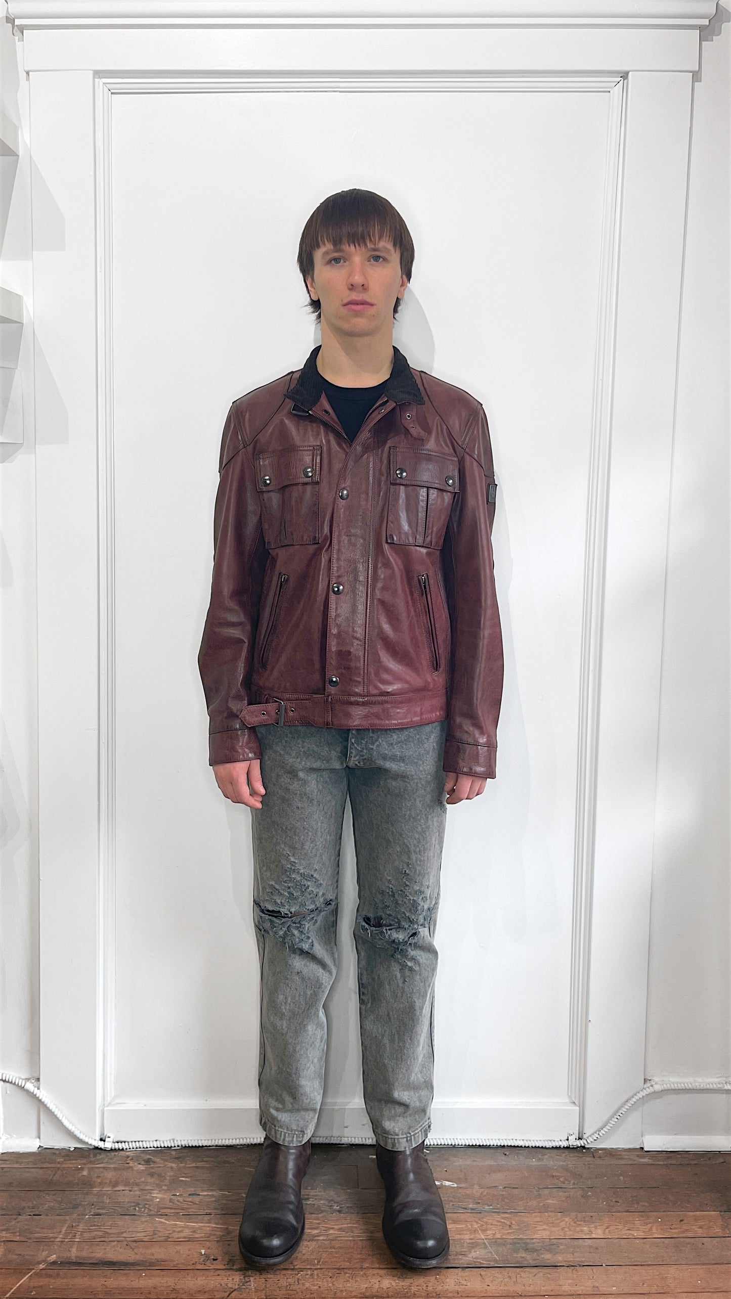 Belstaff Oxblood Leather Gangster Jacket 40