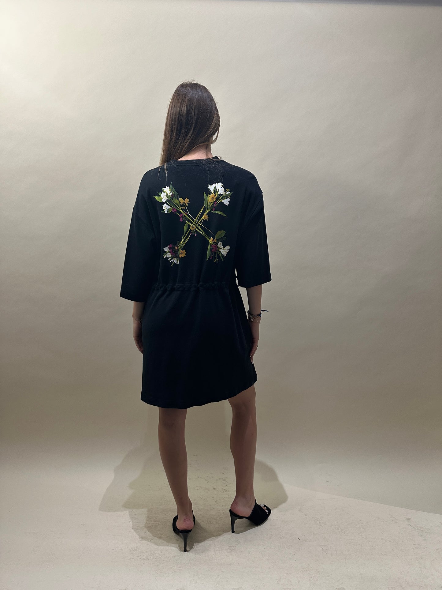 Off-White Black Flock Arrow Coulisse Dress 44