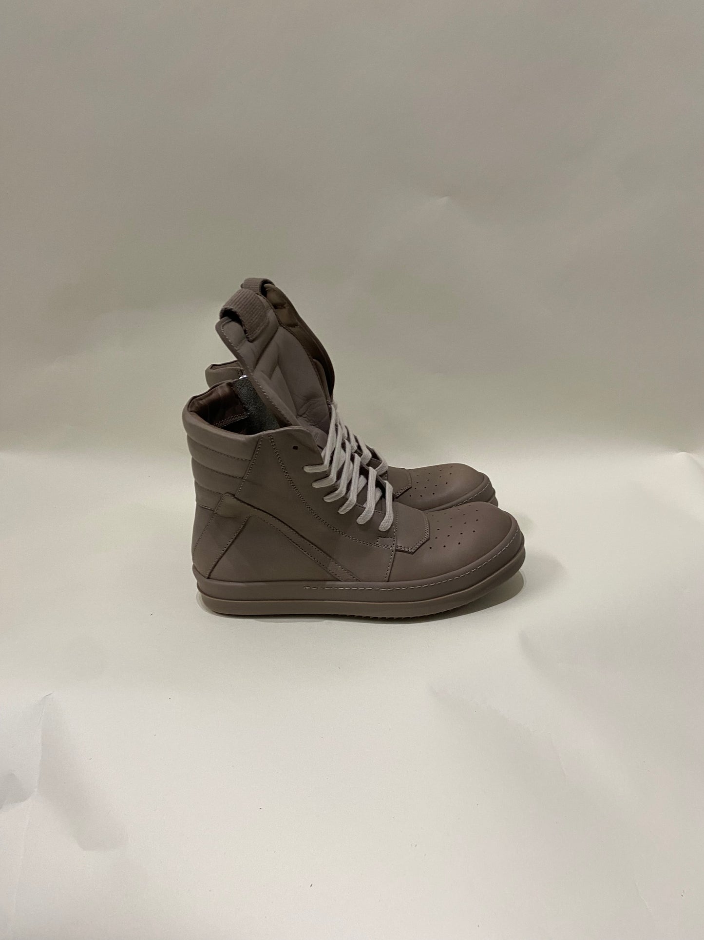 Rick Owens Taupe Leather Geobasket Sneakers 6 M / 7.5 W