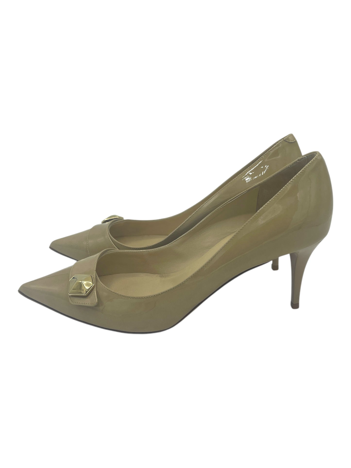 Jimmy Choo Beige Patent Leather Strap Pumps 7 M / 8.5 W
