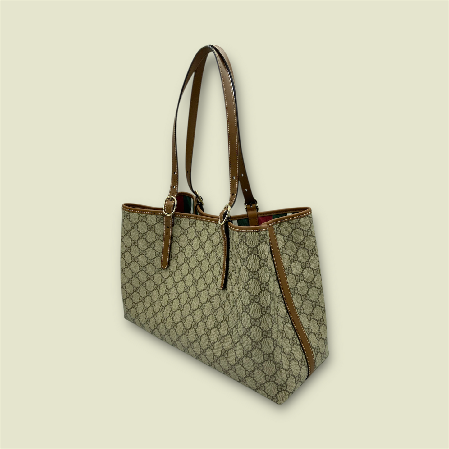 Gucci Beige GG Emblem Large Tote Bag