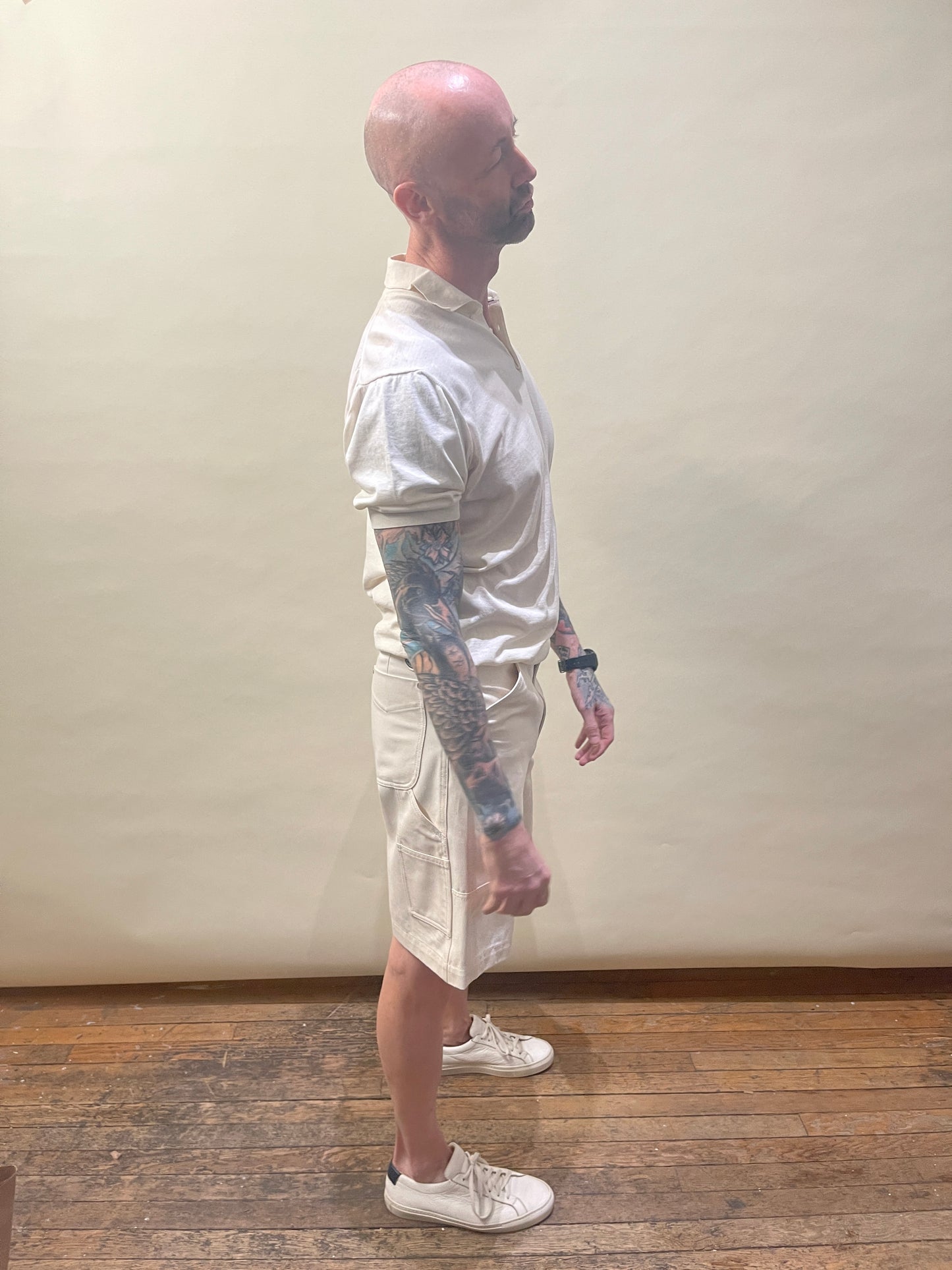 Moncler Cream Cotton Twill Bermuda Shorts 34