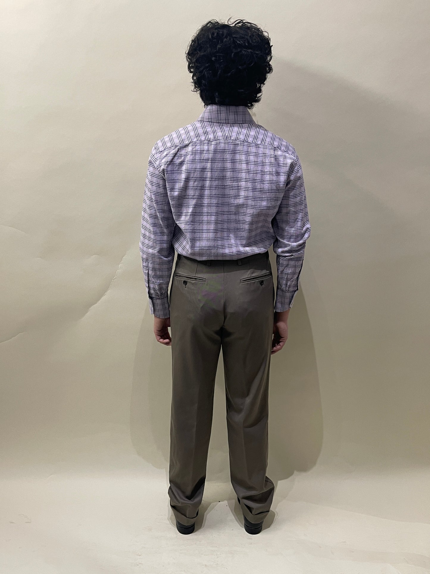 Tom Ford Taupe Wool Double Pleated Trousers 32