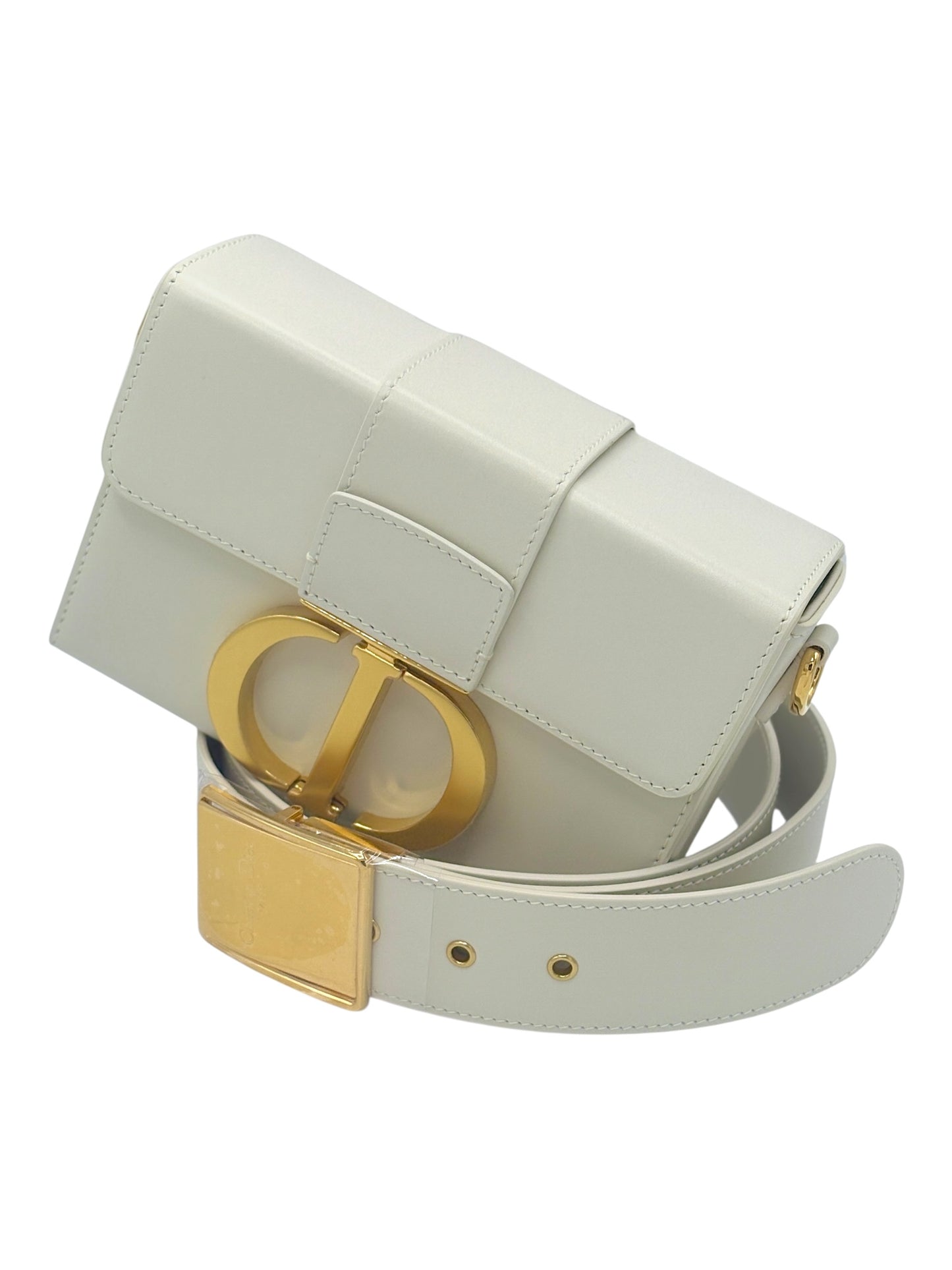 Christian Dior White Calfskin Leather 30 Montaigne Bag