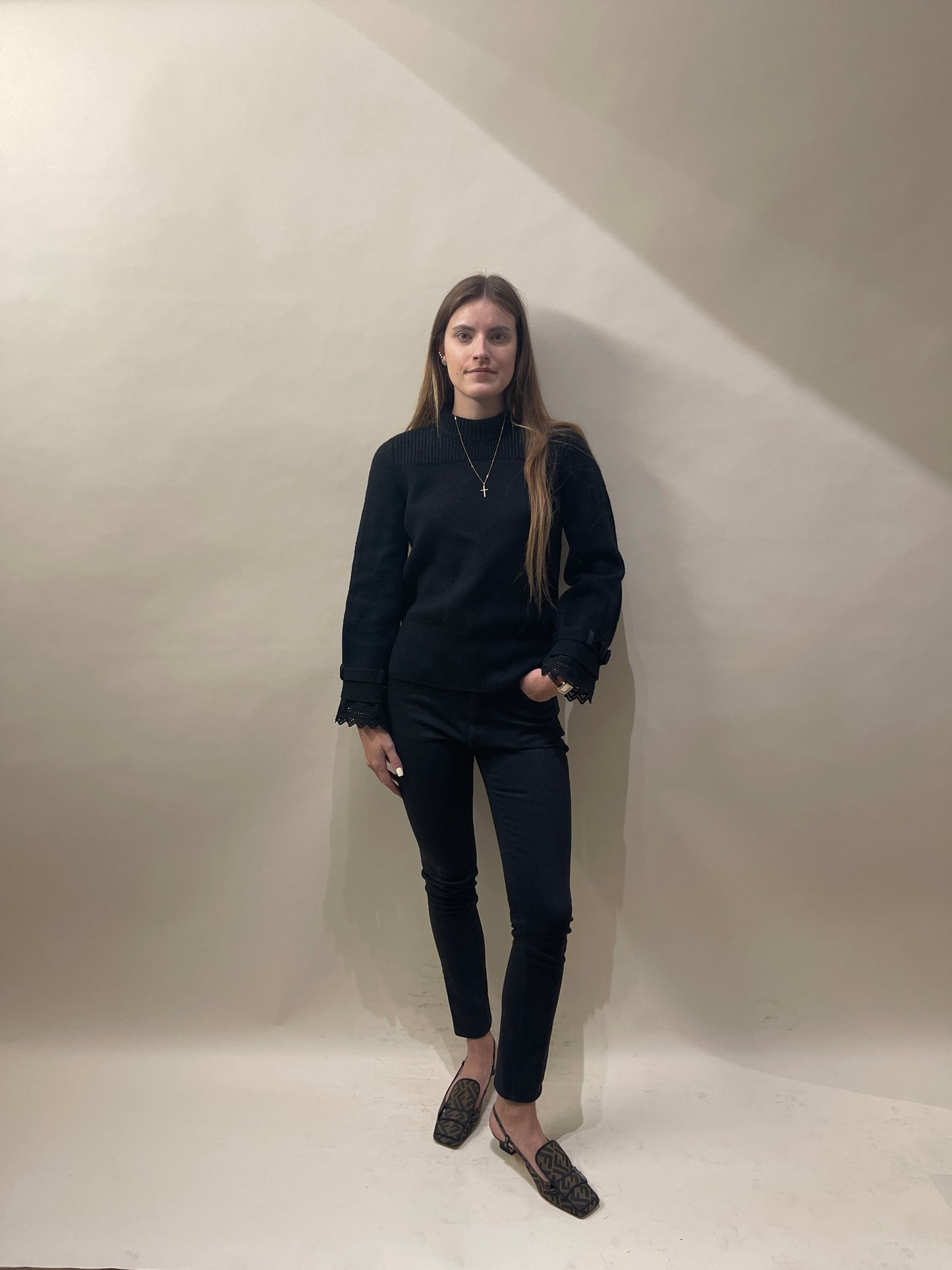 Burberry Black Cotton Skinny Mid Rise Jeans 28