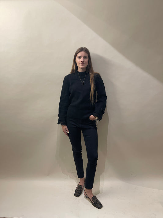 Burberry Black Cotton Skinny Mid Rise Jeans 28