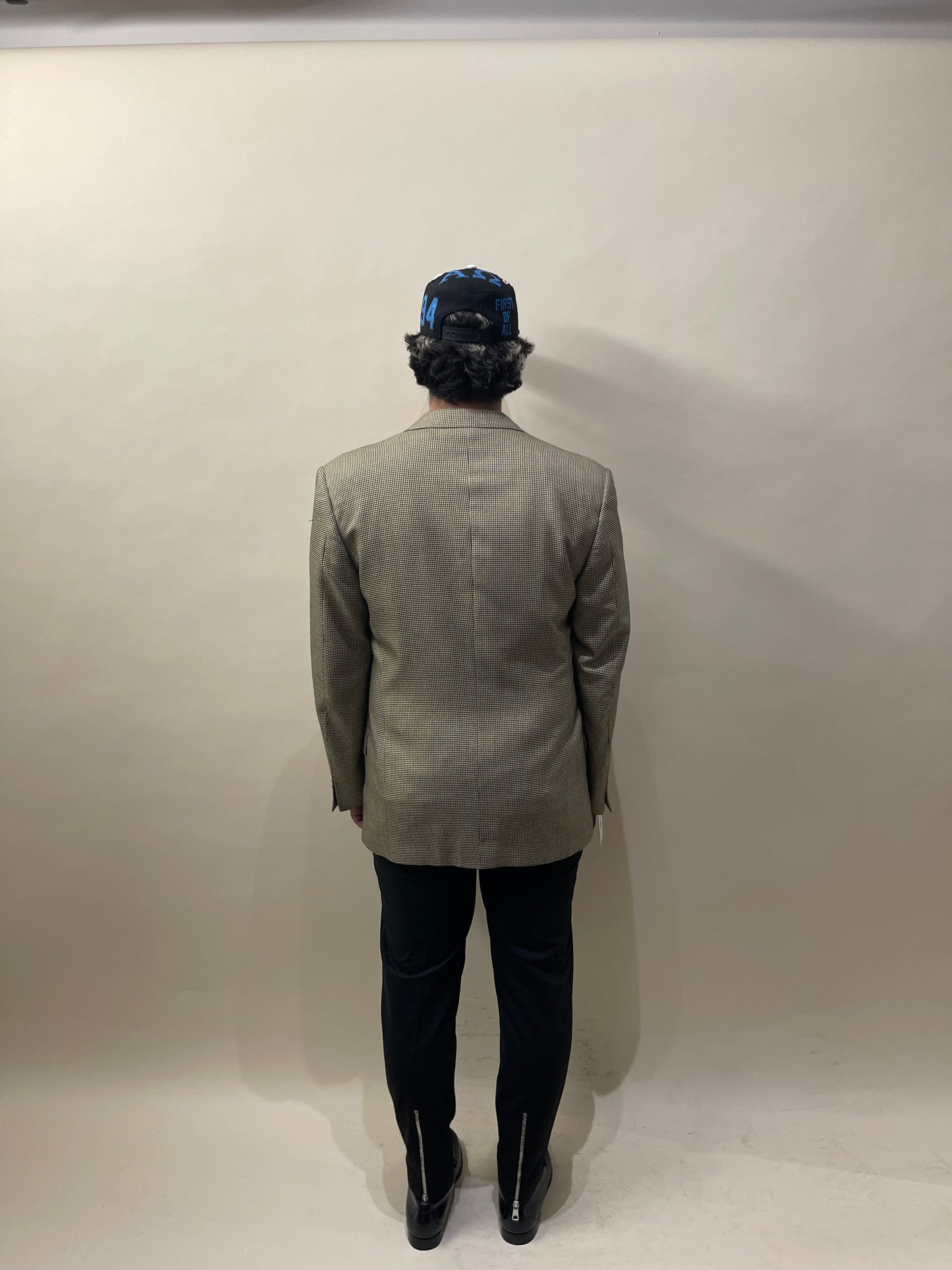 Canali Yellow/Beige & Black Houndstooth Silk Wool Sport Coat 44L