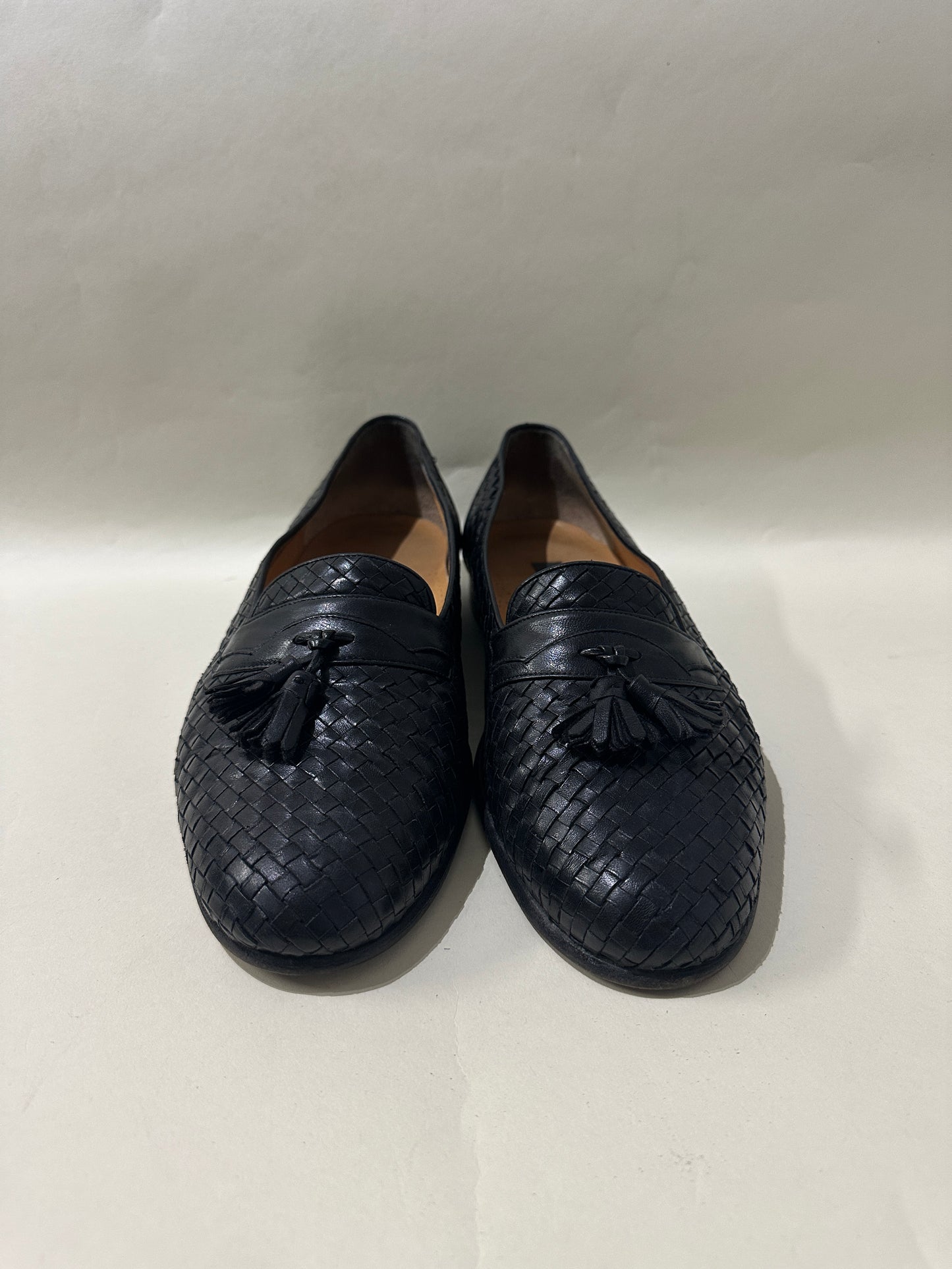 Bally Black Woven Leather Tassel Loafers 13 M / 14.5 W
