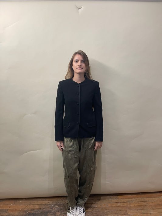 Jaeger Black Wool Full Button Blazer 10