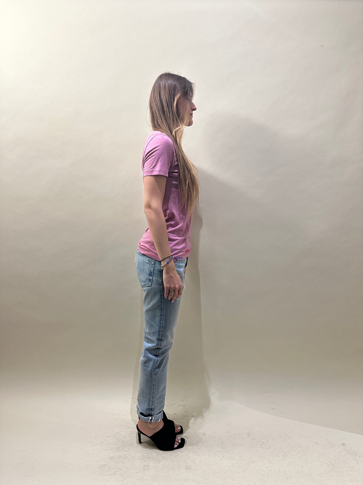 Off-White Pink Lyocell Blend 'Global Warming' T-Shirt Medium - M