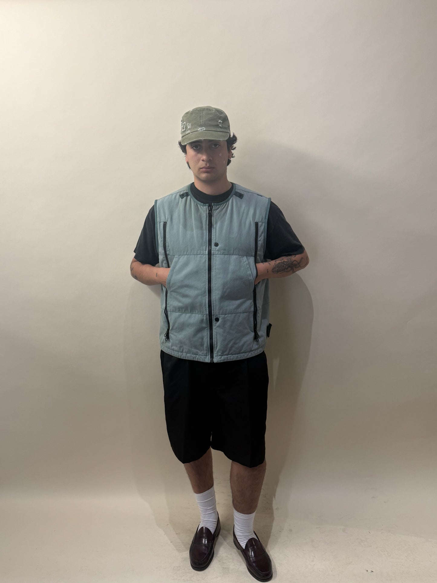 Stone Island Shadow Project Dusty Teal Hollowcore Zip Gilet Extra Large - XL