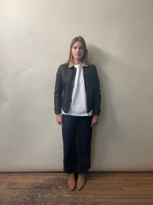 G-Star Dark Brown Lambskin Shearling Jacket Small - S