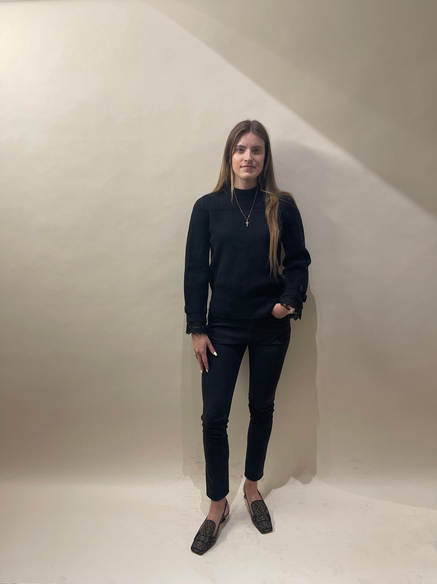Burberry Black Cotton Skinny Mid Rise Jeans 28