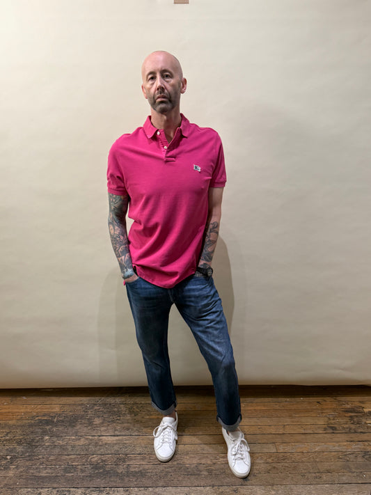 Burberry Brit Hot Pink EKD Patch Distressed SS Polo Large - L