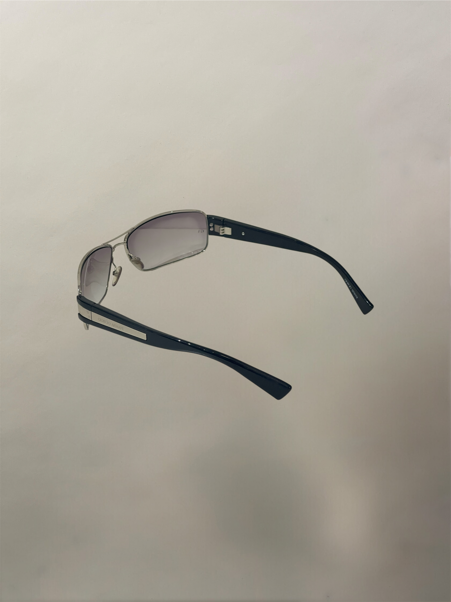 Giorgio Armani Black & Silver Gradient Lens Aviator Sunglasses