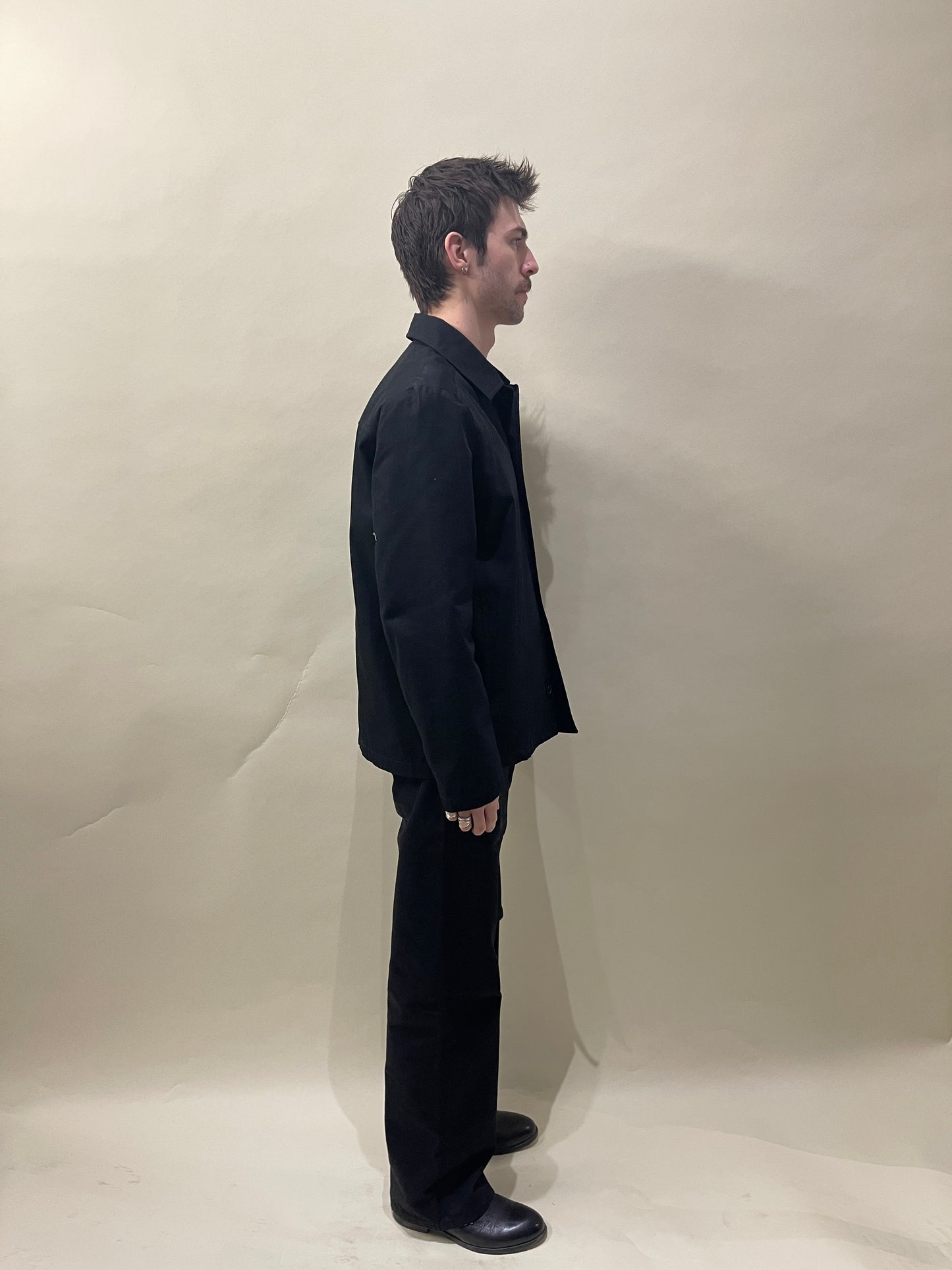 A.P.C. Black Herringbone Cotton Shirt Jacket Medium - M