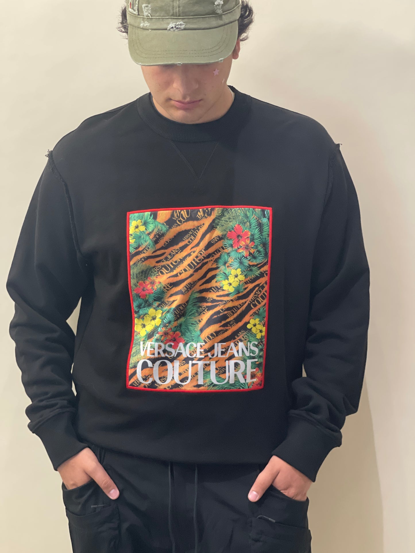 Versace Jeans Couture Black Animal Print Graphic Crewneck Sweatshirt Extra Large - XL