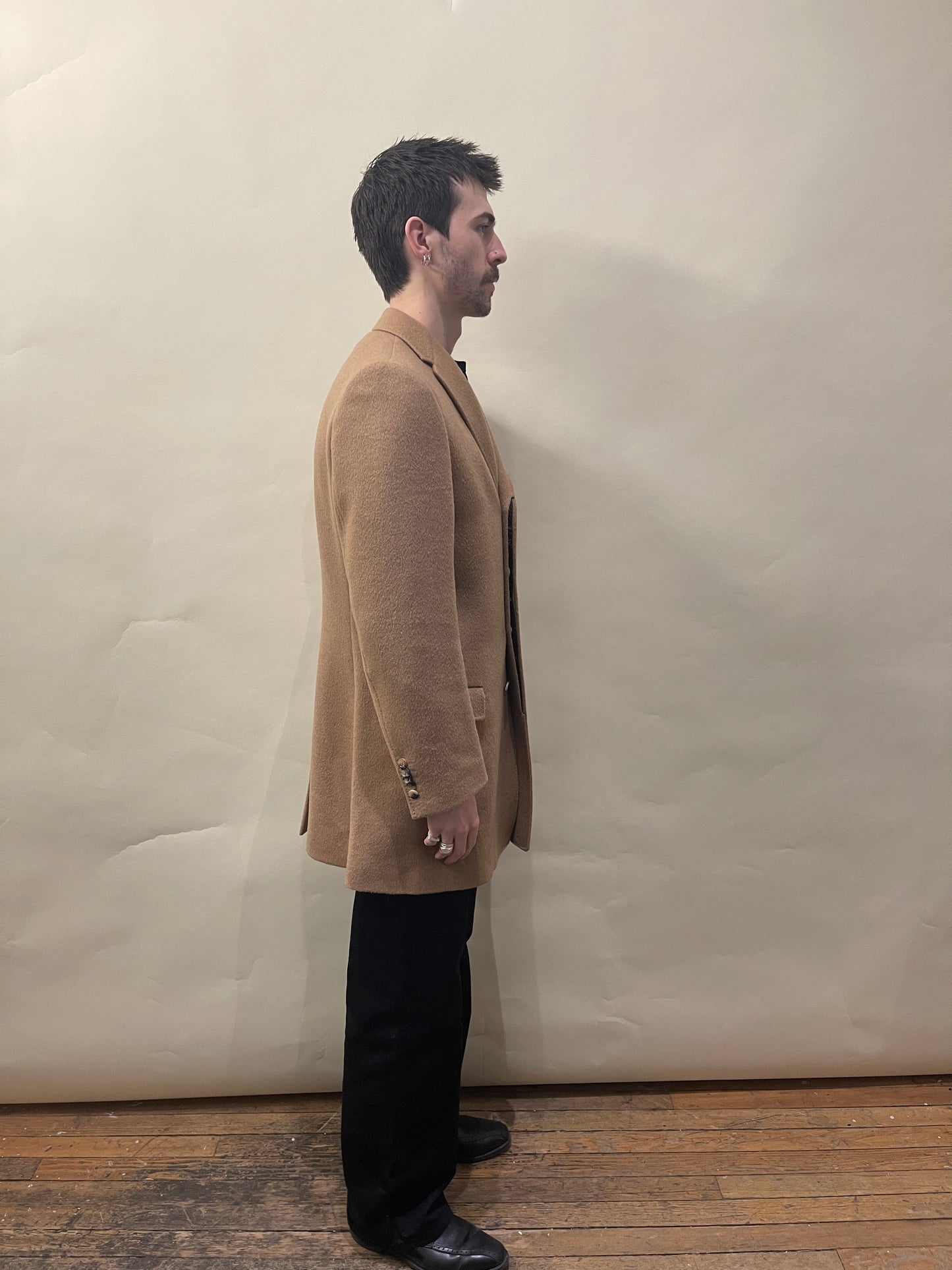 Paul Smith Camel Coloured Wool Camel Hair Blend Overcoat 40
