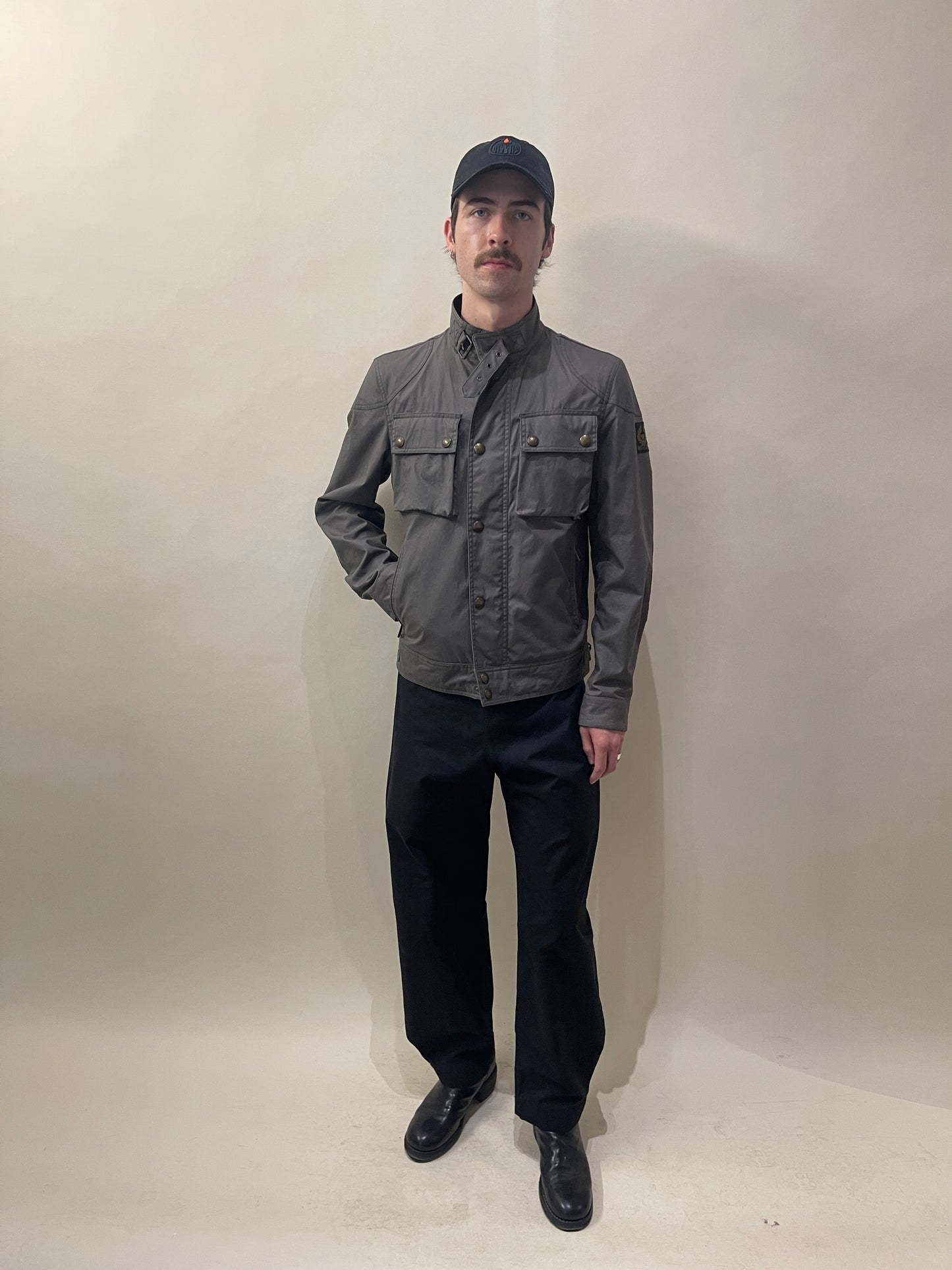 Belstaff Dark Grey Waxed Cotton Racemaster Jacket 38