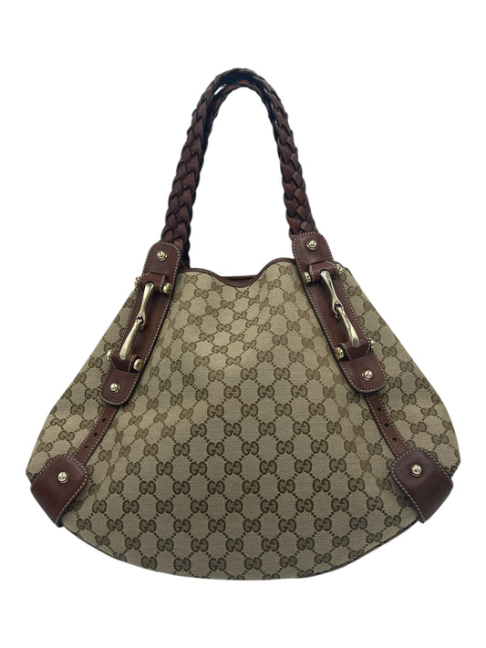 Gucci Brown & Tan Leather & Canvas Pelham Tote Bag