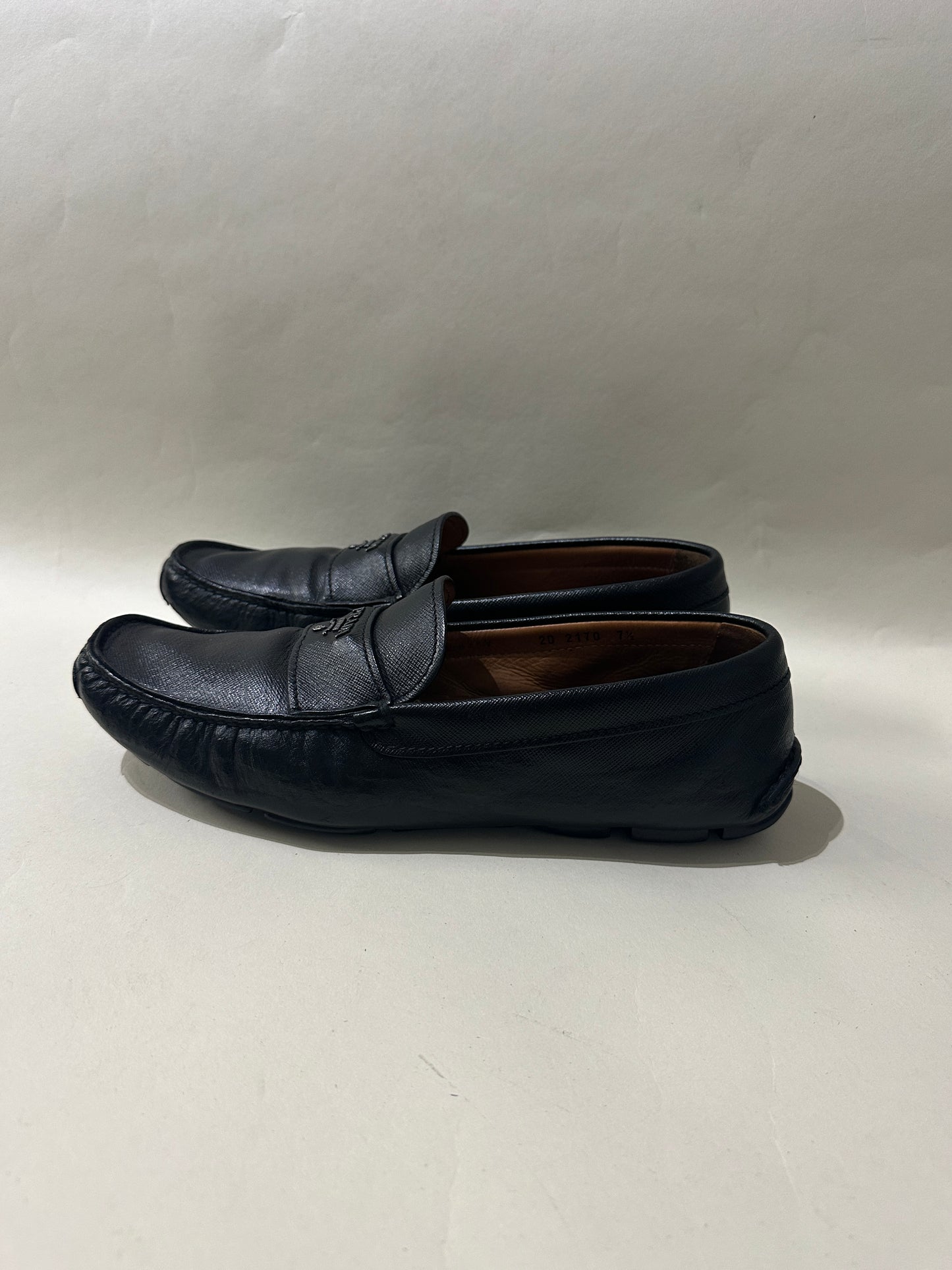 Prada Black Saffiano Leather Driving Loafers 7.5 M / 9 W