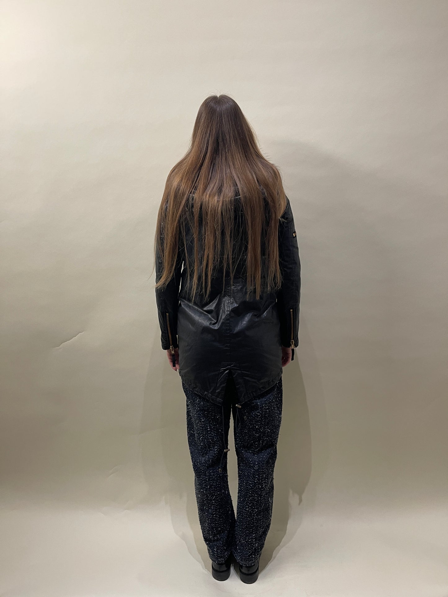 SAM. Black Cotton Blend Coyote Fur Hooded Jacket Extra Small - XS