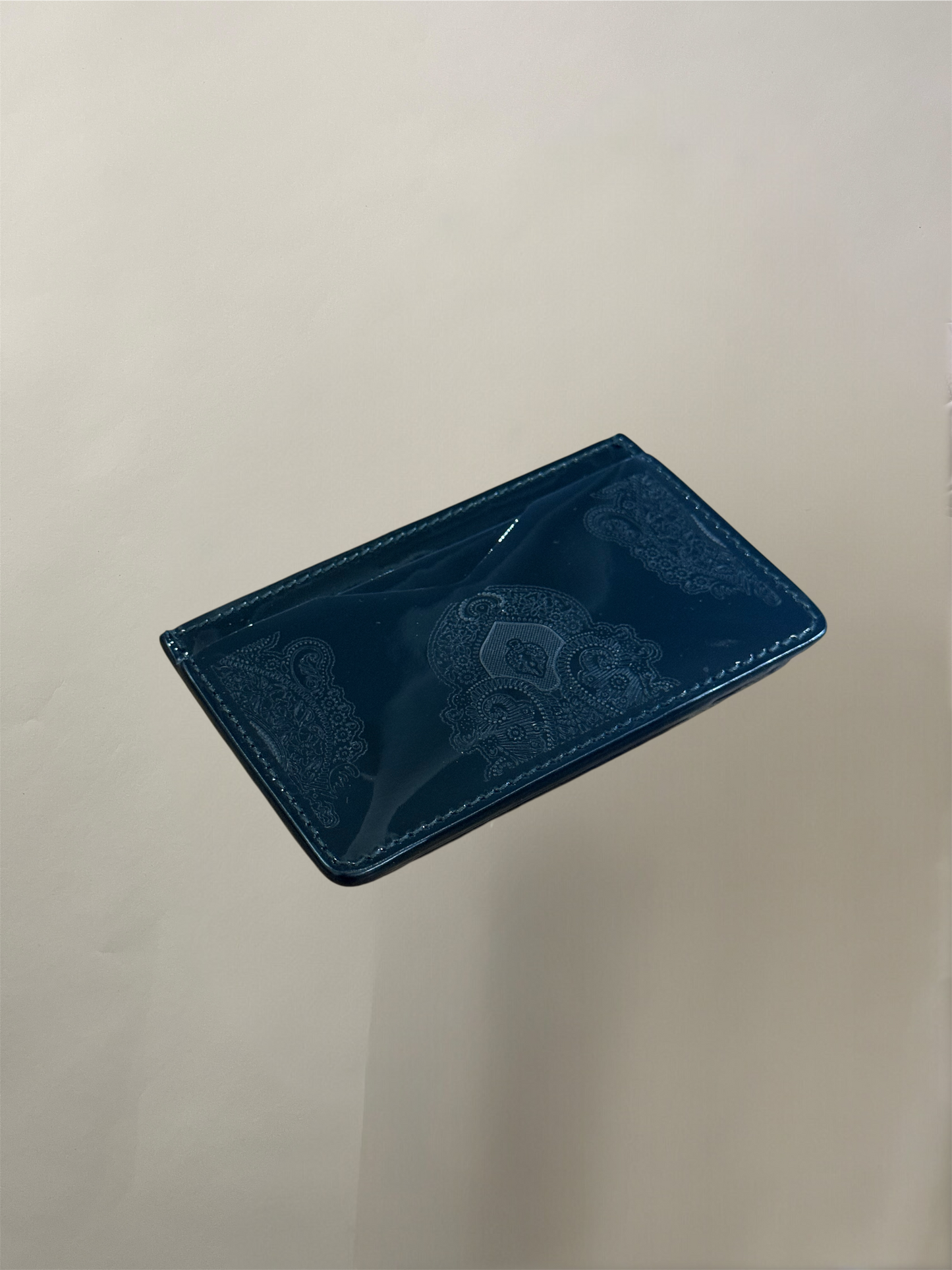 Alexander McQueen Black Patent Leather Paisley Cardholder