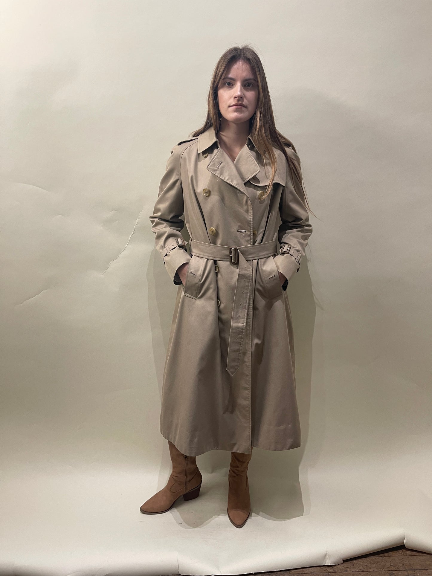Burberrys' Tan Cotton Blend DB Trench Coat Medium - M