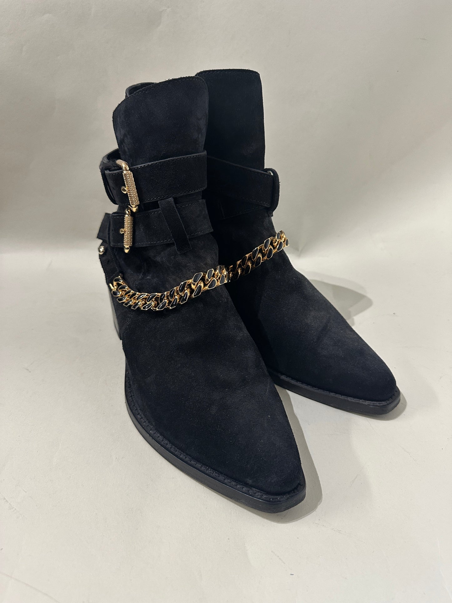 Amiri Black Suede Cuban Heel Jodphur Boots 8 M / 9.5 W