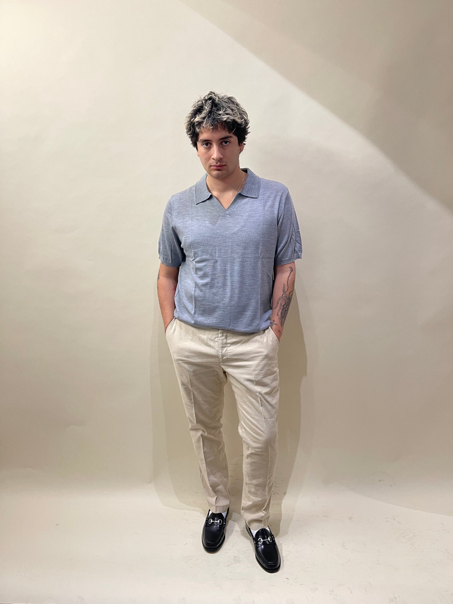Tom Ford Light Khaki Cotton Linen Creased Chinos 38